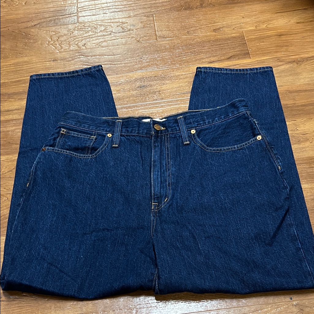 Nwt Madewell Women's Baggy Tapered Jeans In Deep Blue